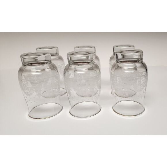 Libbey Arby's Christmas Etched Vintage 10oz Pinecone Gold Rim Glasses Lots Of 6 - Picture 5 of 9